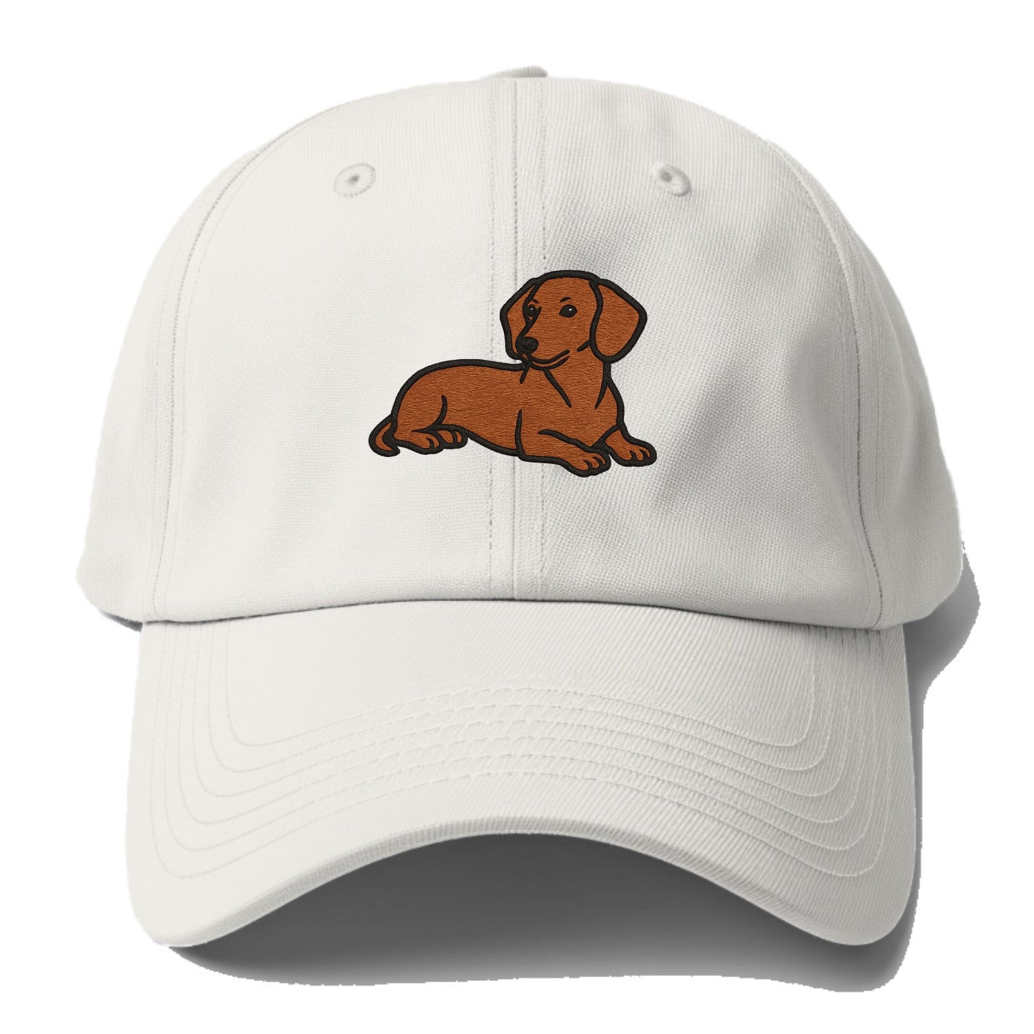 Dachshund - Red smooth relaxed lying dow Baseball Cap For Big Heads - Off White