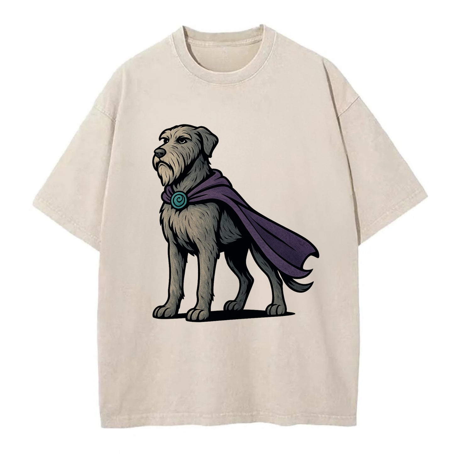 Irish Wolfhound Mystic Hero  - Vintage T-shirt - Off White
