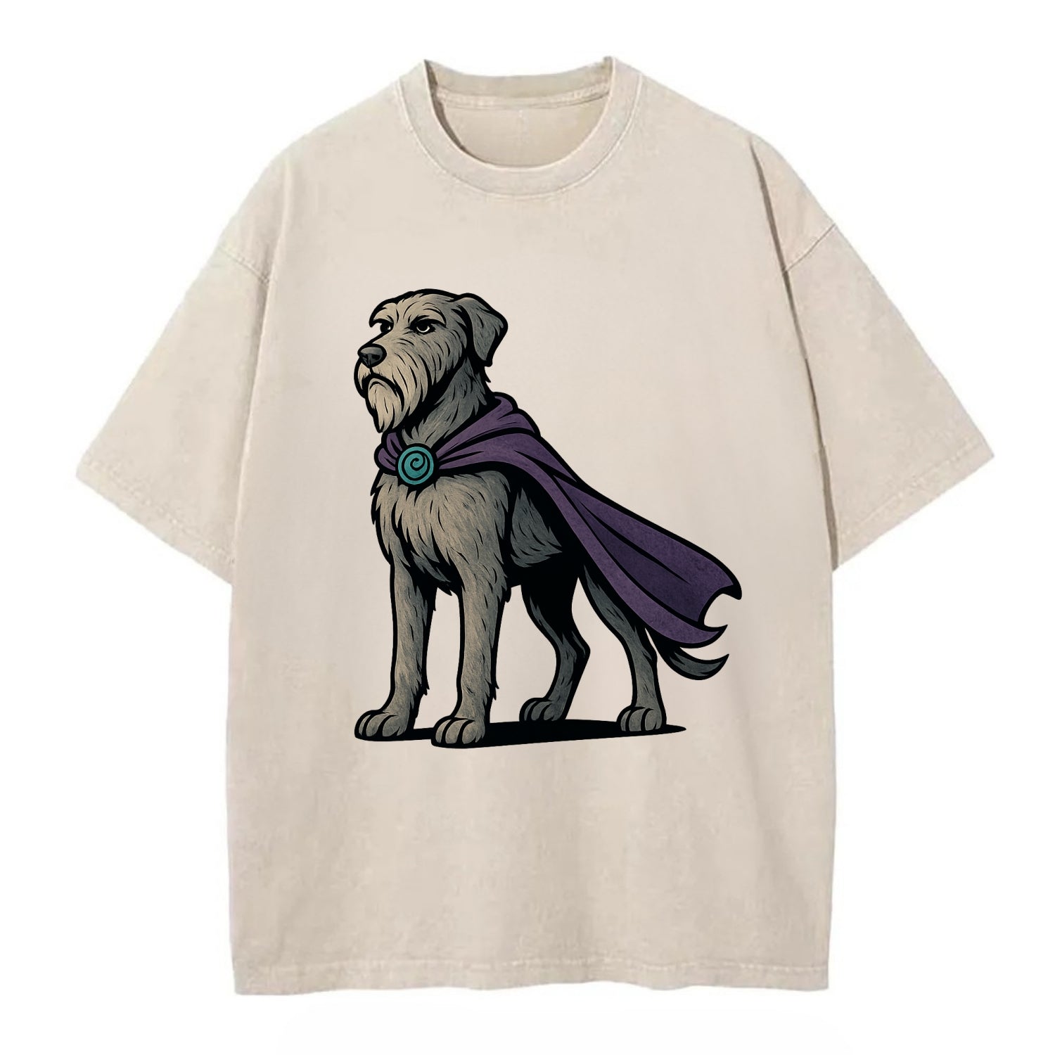 Irish Wolfhound Mystic Hero  - Vintage T-shirt - Off White