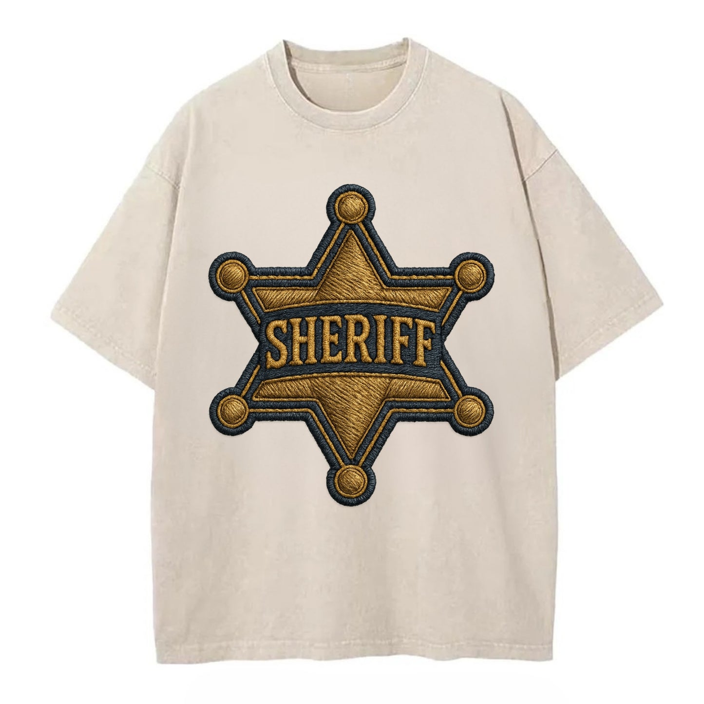 Sheriff Badge  - Vintage T-shirt - Off White