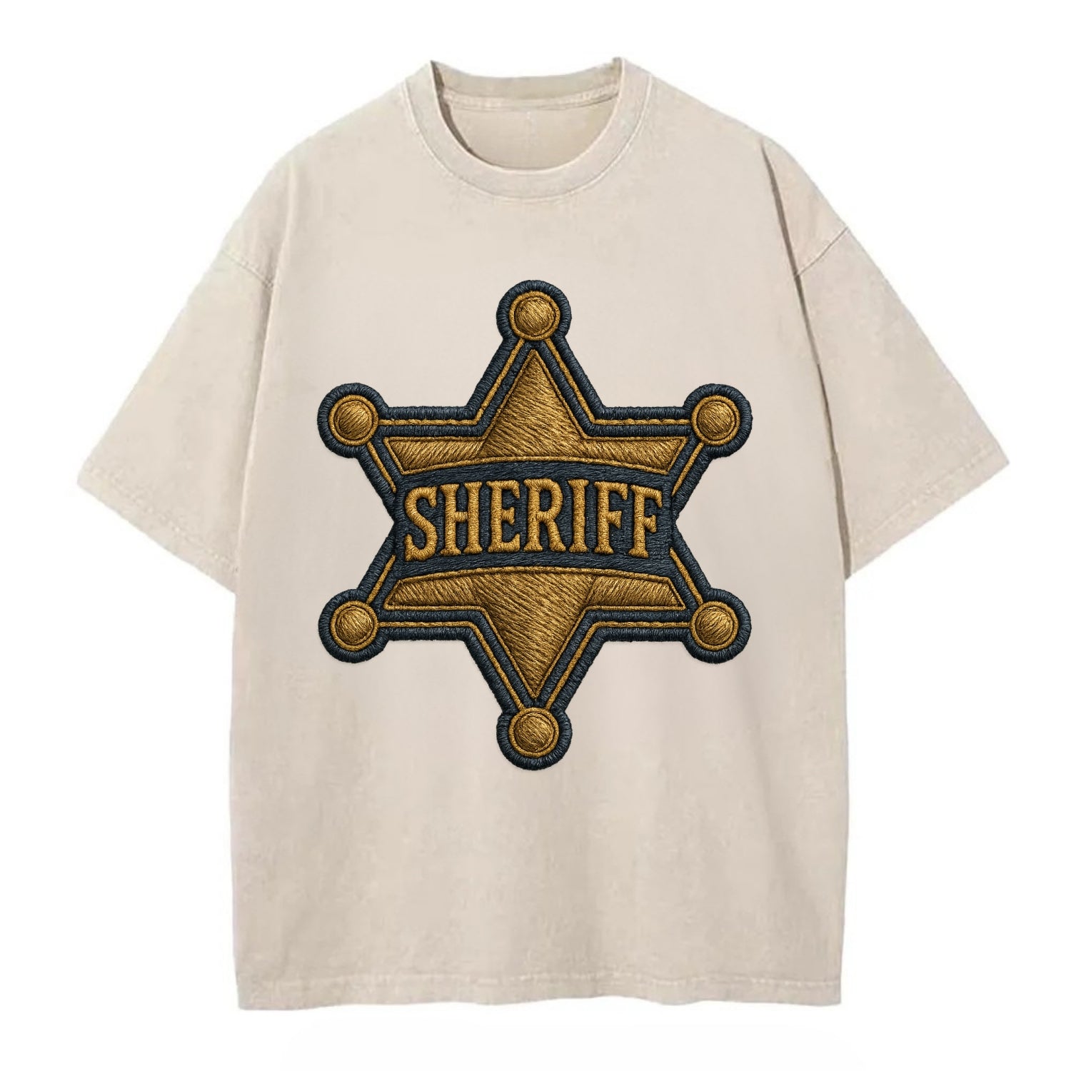 Sheriff Badge  - Vintage T-shirt - Off White