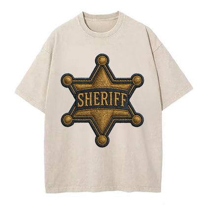 Sheriff Badge  - Vintage T-shirt - Off White