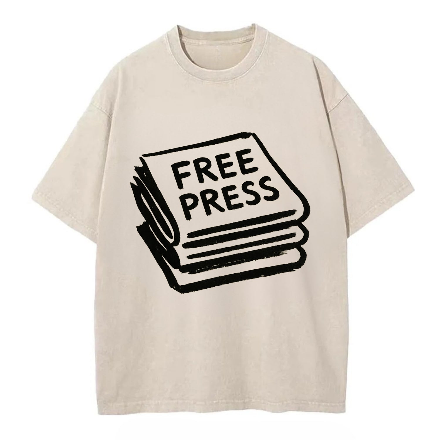 Stack of newspapers - free press bold ink brushstrokes - Vintage T-shirt - Off White