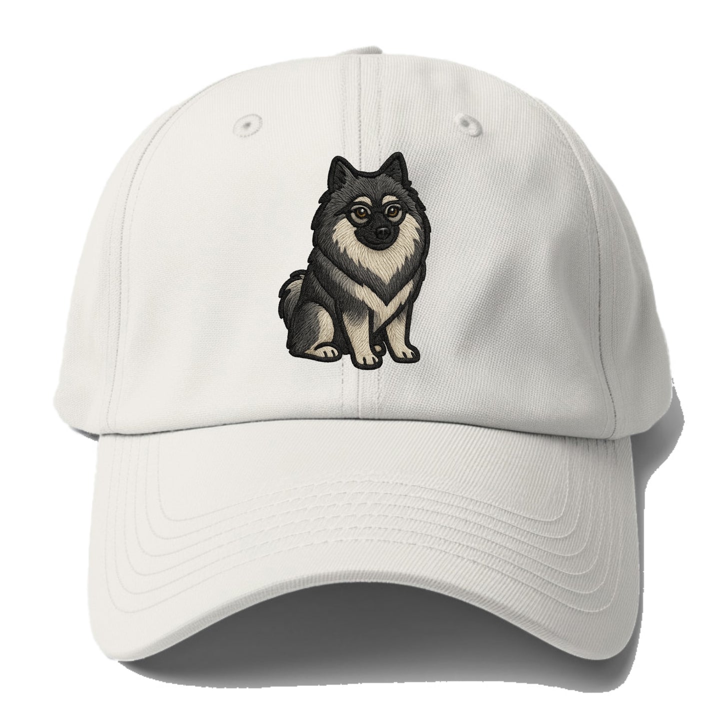 Keeshond - Gray and black spectacles embroidered design - Baseball Cap For Big Heads - Off White