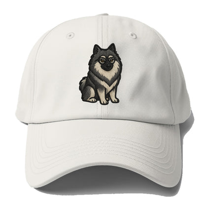 Keeshond - Gray and black spectacles embroidered design - Baseball Cap For Big Heads - Off White