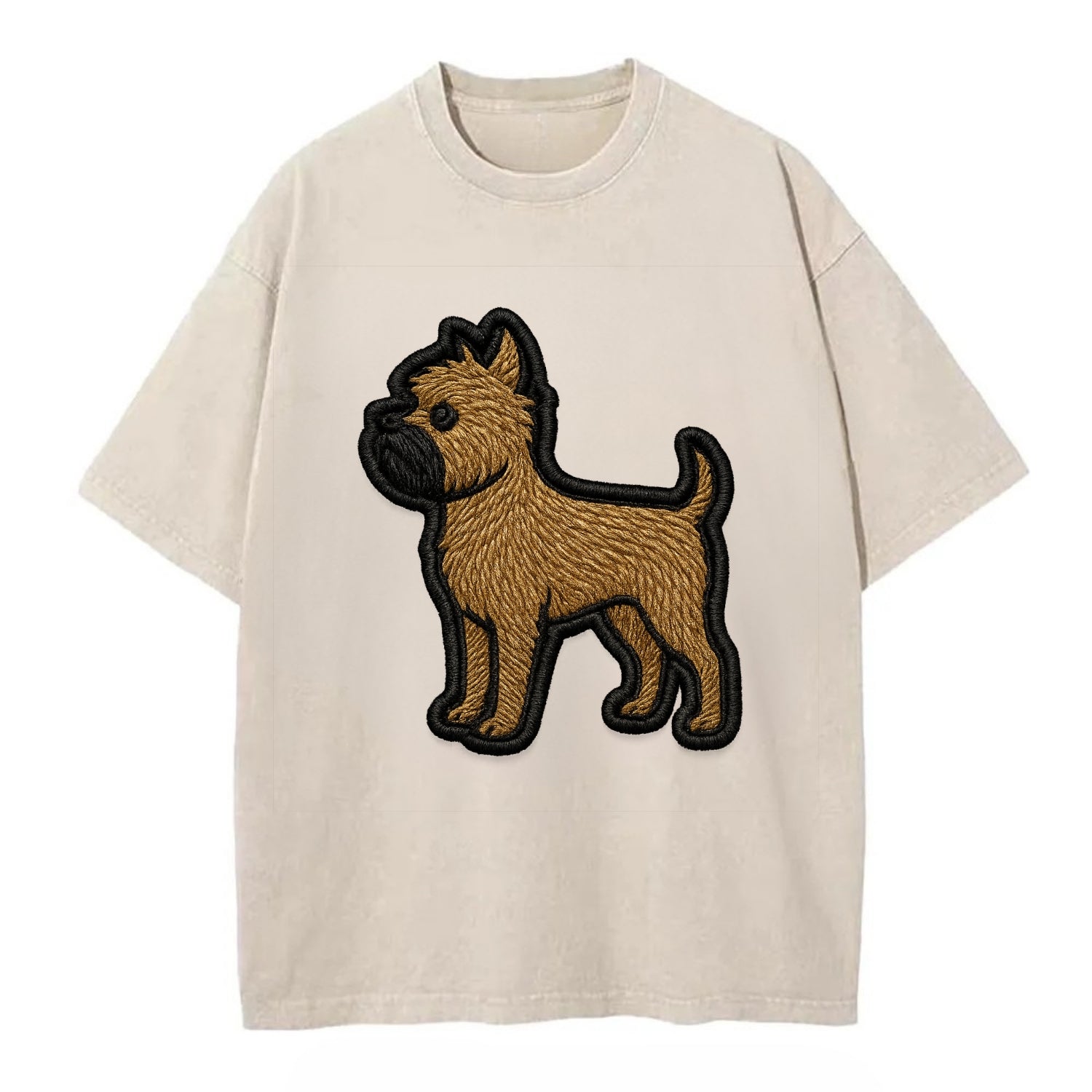 Affenpinscher - Contemporary wiry design - Vintage T-shirt - Off White