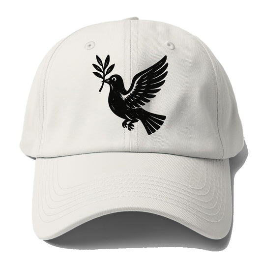 Dove carrying olive branch - peace movement ink painting - Baseball Cap For Big Heads - Off White