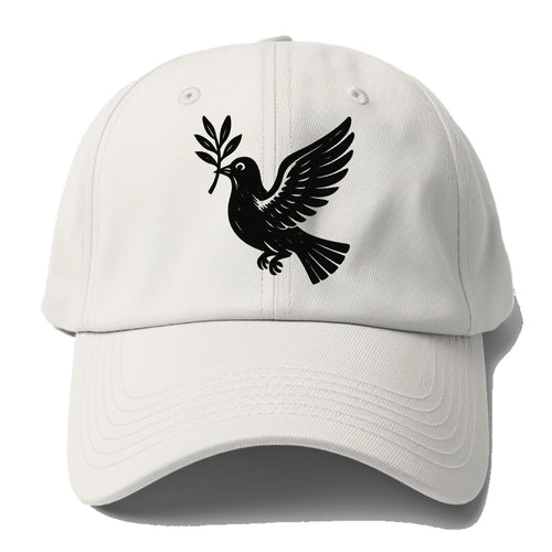 Dove carrying olive branch - peace movement ink painting - Baseball Cap For Big Heads