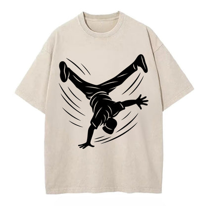 Breakdancer windmill move - Vintage T-shirt - Off White