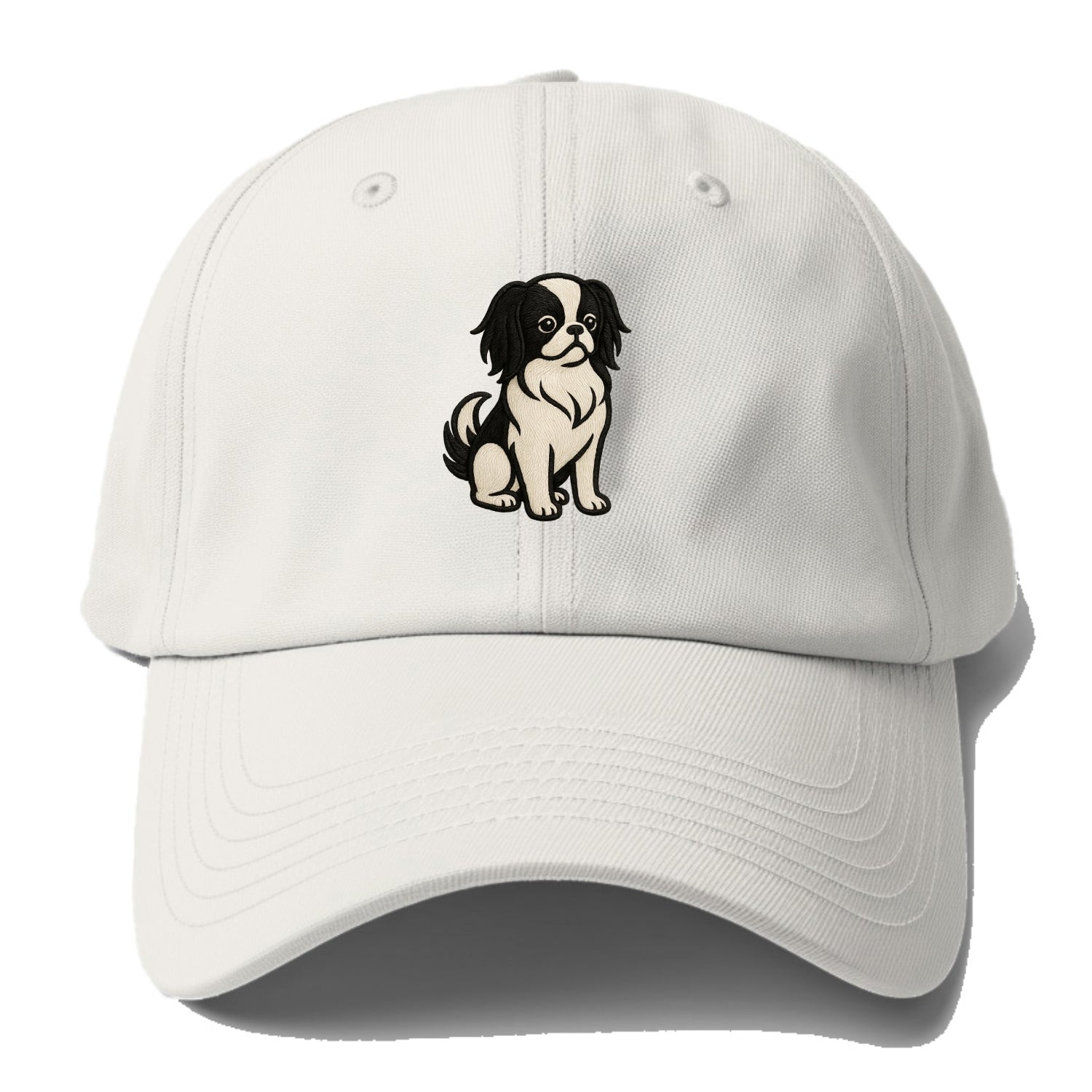 Japanese Chin - Black and white sitting Baseball Cap - Off White
