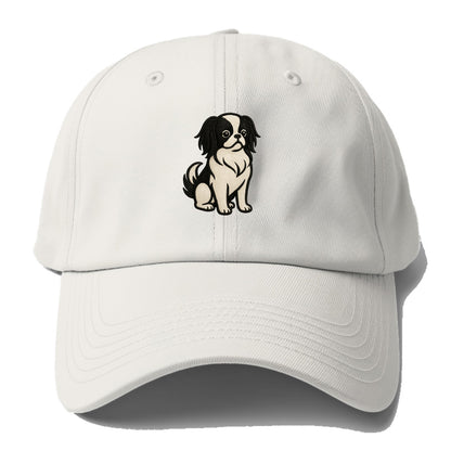 Japanese Chin - Black and white sitting Baseball Cap - Off White