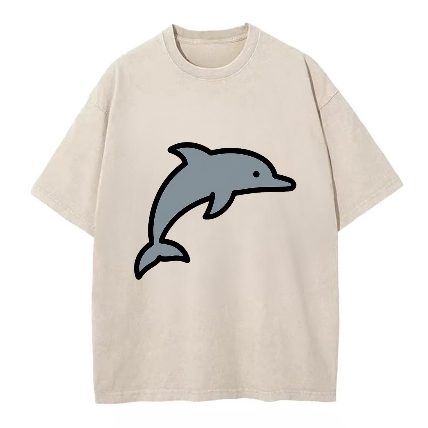 Bottlenose Dolphin - Gray jumping pose flat side profile - Vintage T-shirt - Off White