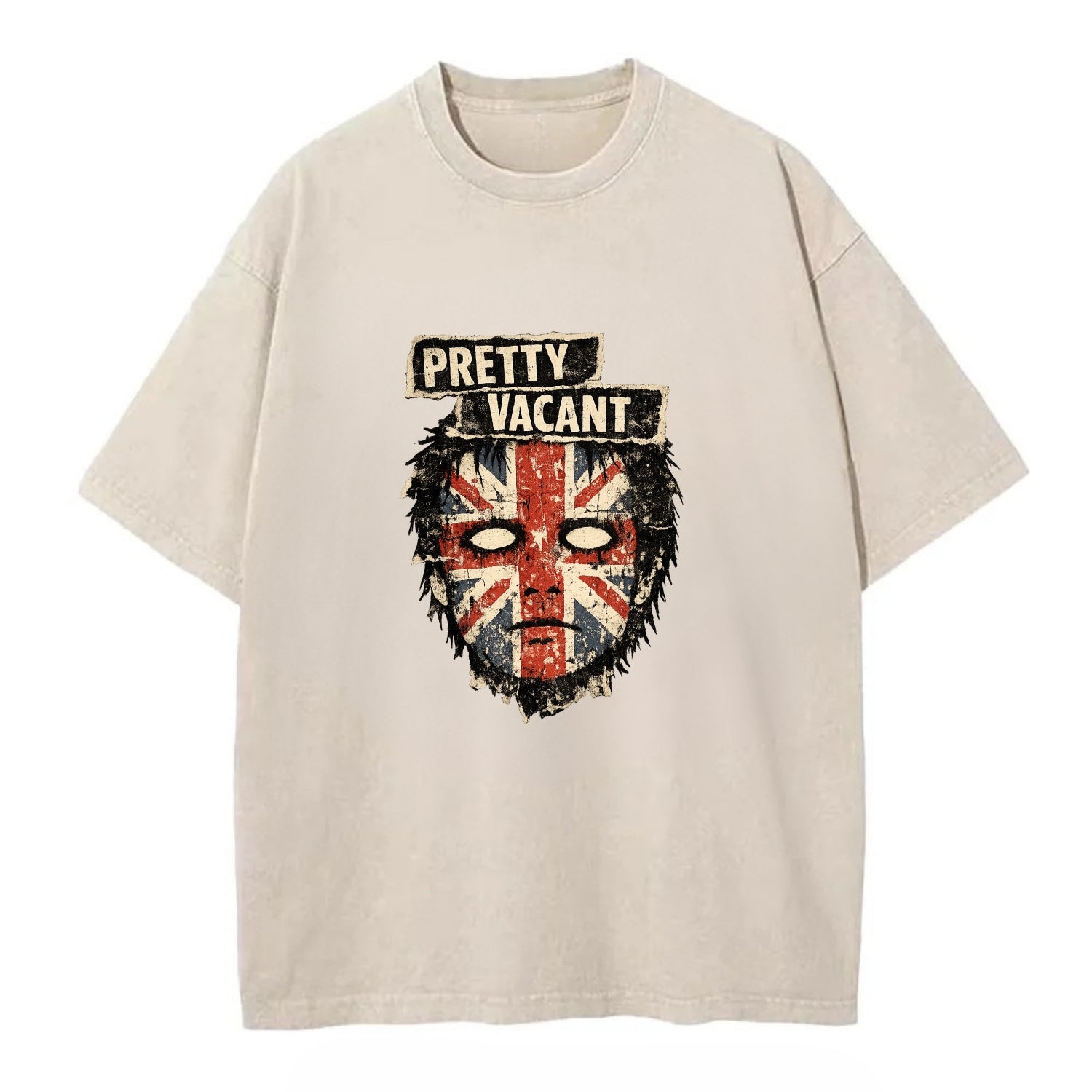 PRETTY VACANT | Blank stare Union Jack face | Empty expression | Punk nihilism | - Vintage T-shirt - Off White