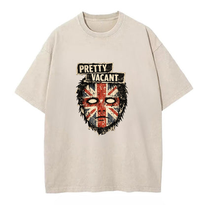 PRETTY VACANT | Blank stare Union Jack face | Empty expression | Punk nihilism | - Vintage T-shirt - Off White