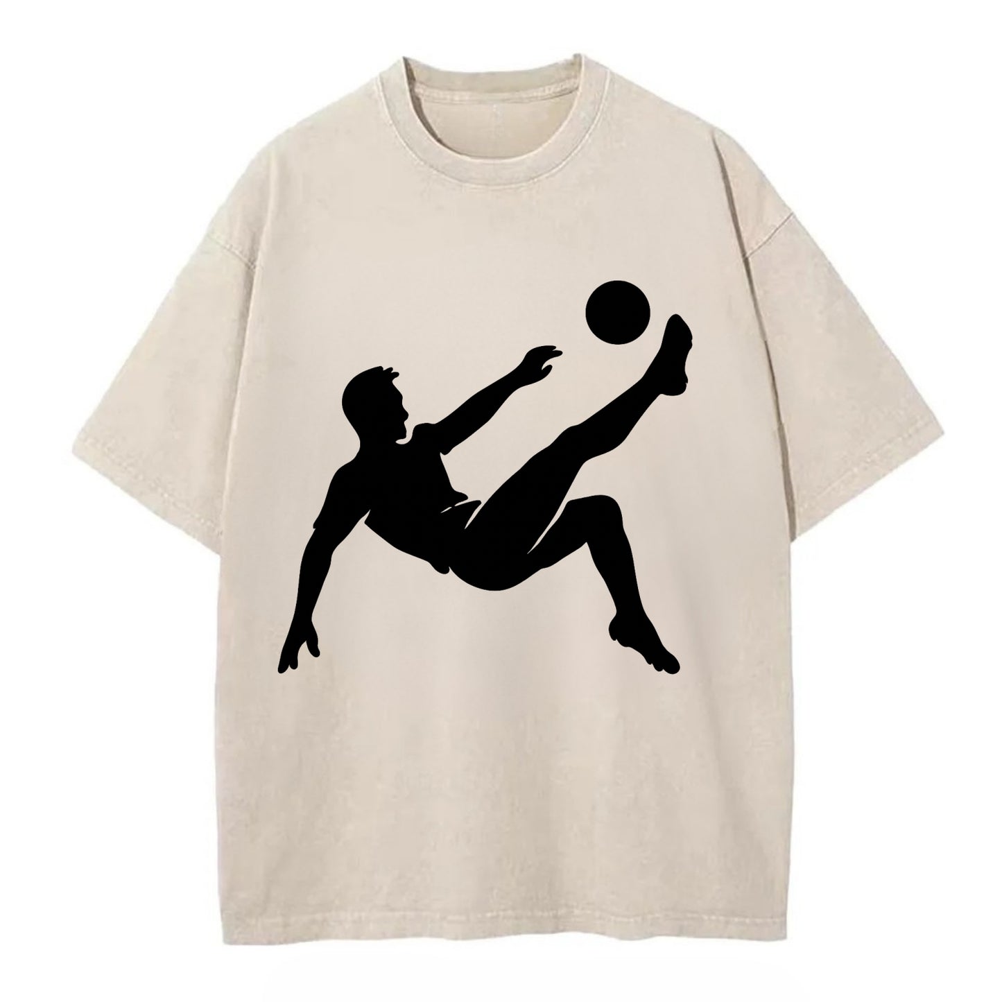 Soccer player kicking ball mid-air - Vintage T-shirt - Off White