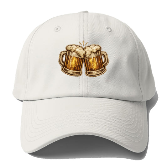 BEER MUG CHEERS - frosty beer stein in gold and amber , brewery - Baseball Cap For Big Heads - Off White