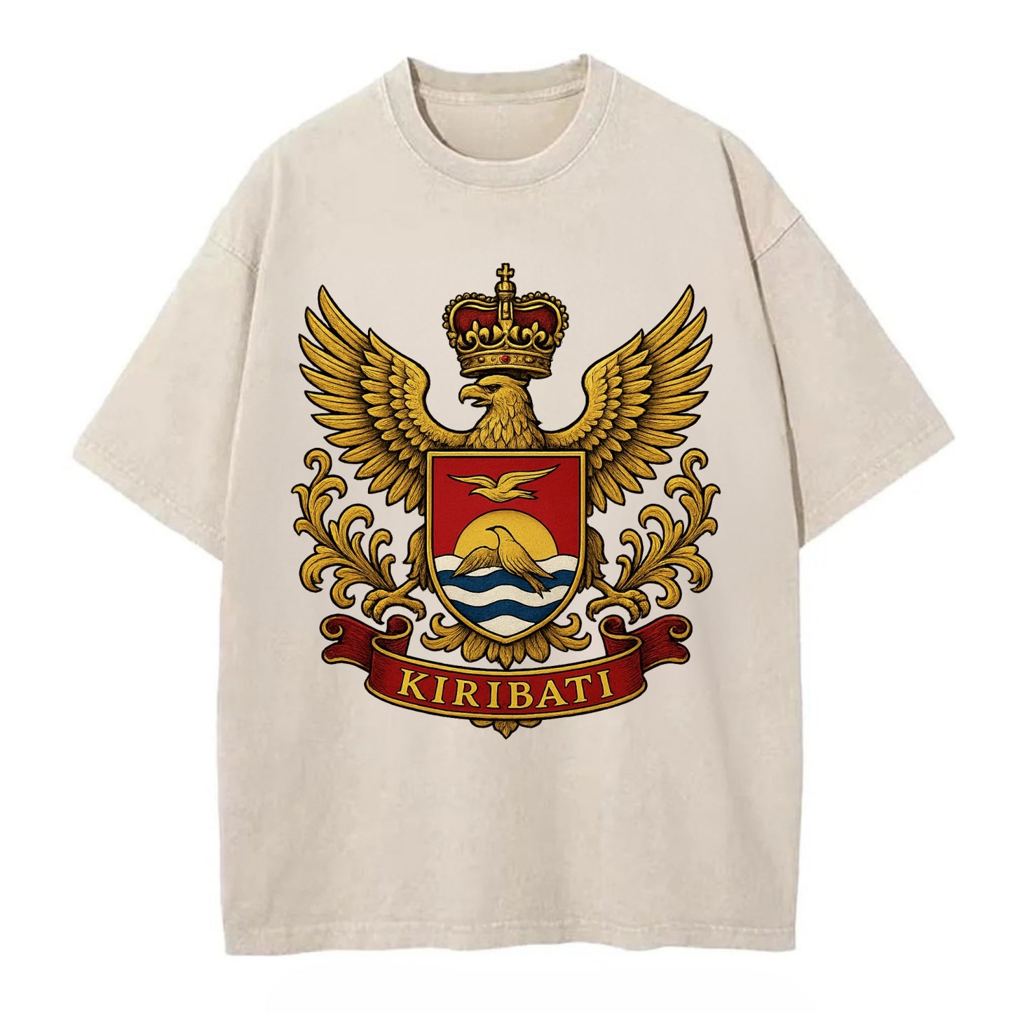 Kiribati Heritage Badge  - Vintage T-shirt - Off White