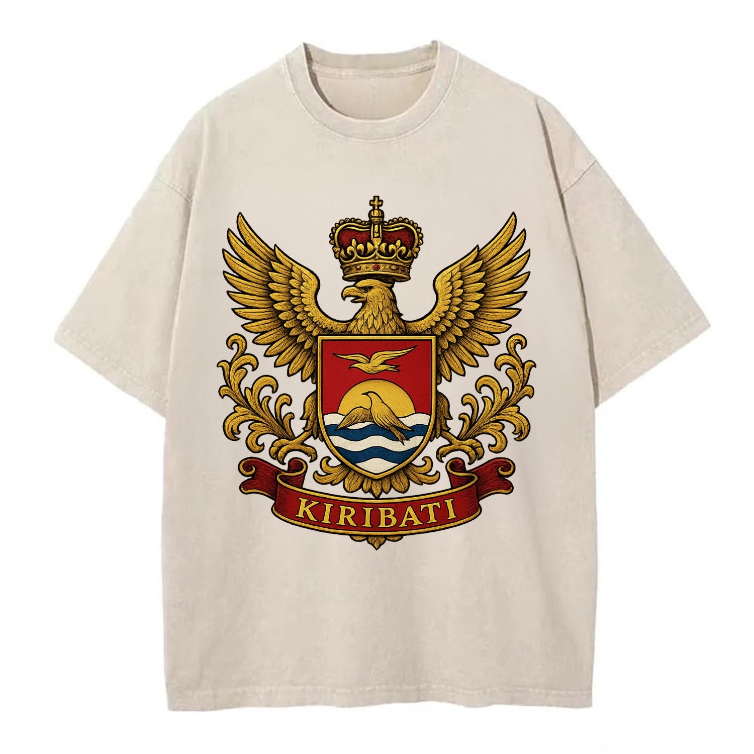 Kiribati Heritage Badge  - Vintage T-shirt - Off White