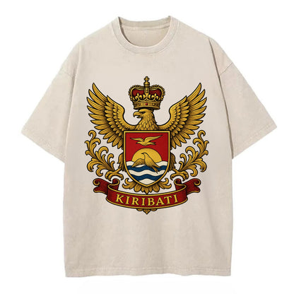 Kiribati Heritage Badge  - Vintage T-shirt - Off White