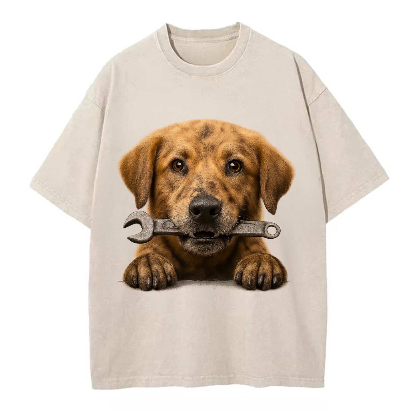 Mechanic Dog  - Vintage T-shirt - Off White