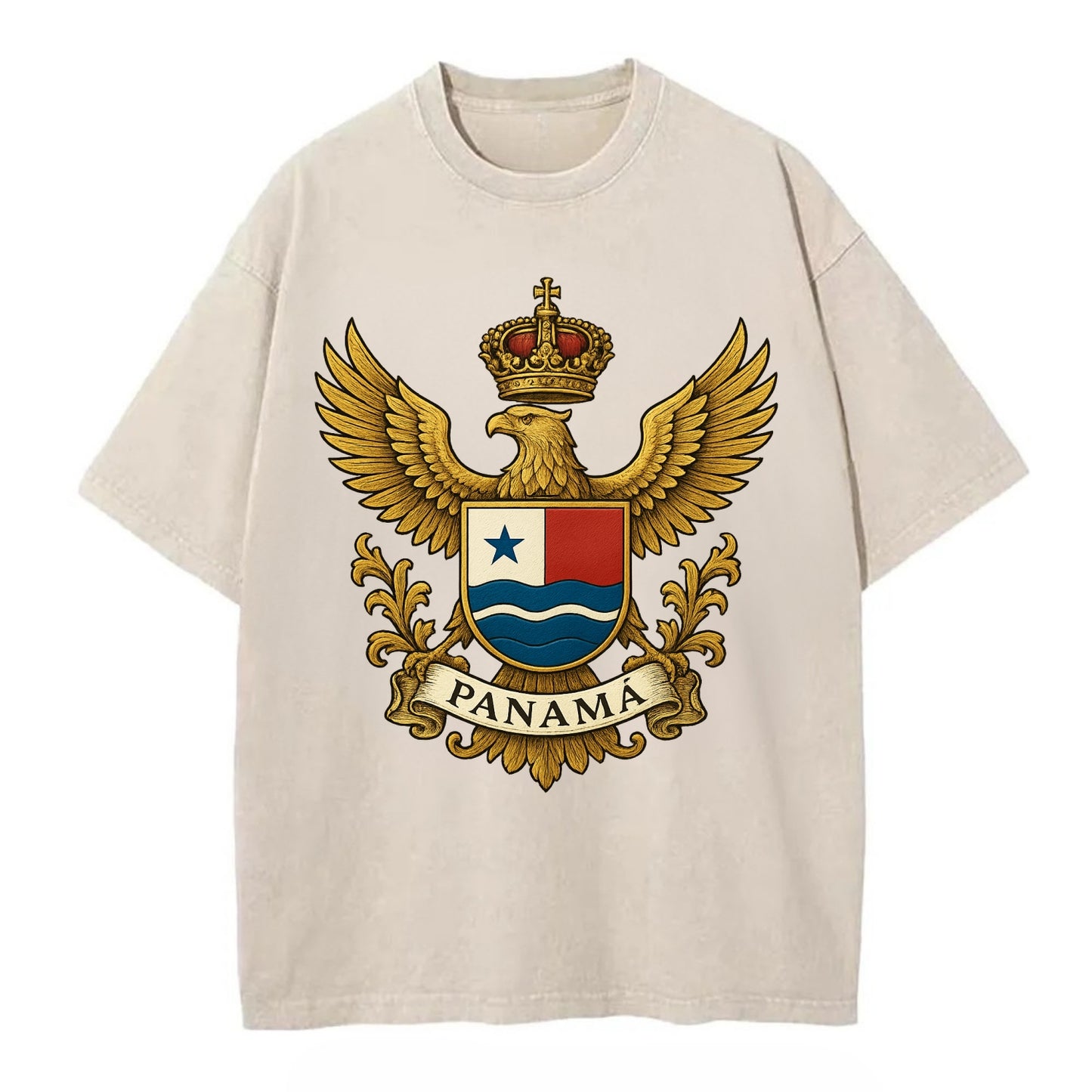 Panama Heritage Badge  - Vintage T-shirt - Off White