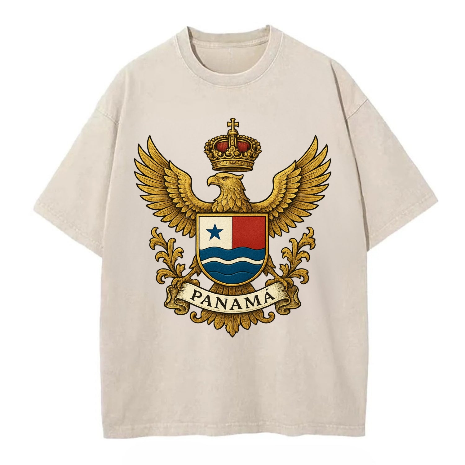 Panama Heritage Badge  - Vintage T-shirt - Off White