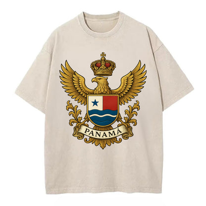 Panama Heritage Badge  - Vintage T-shirt - Off White