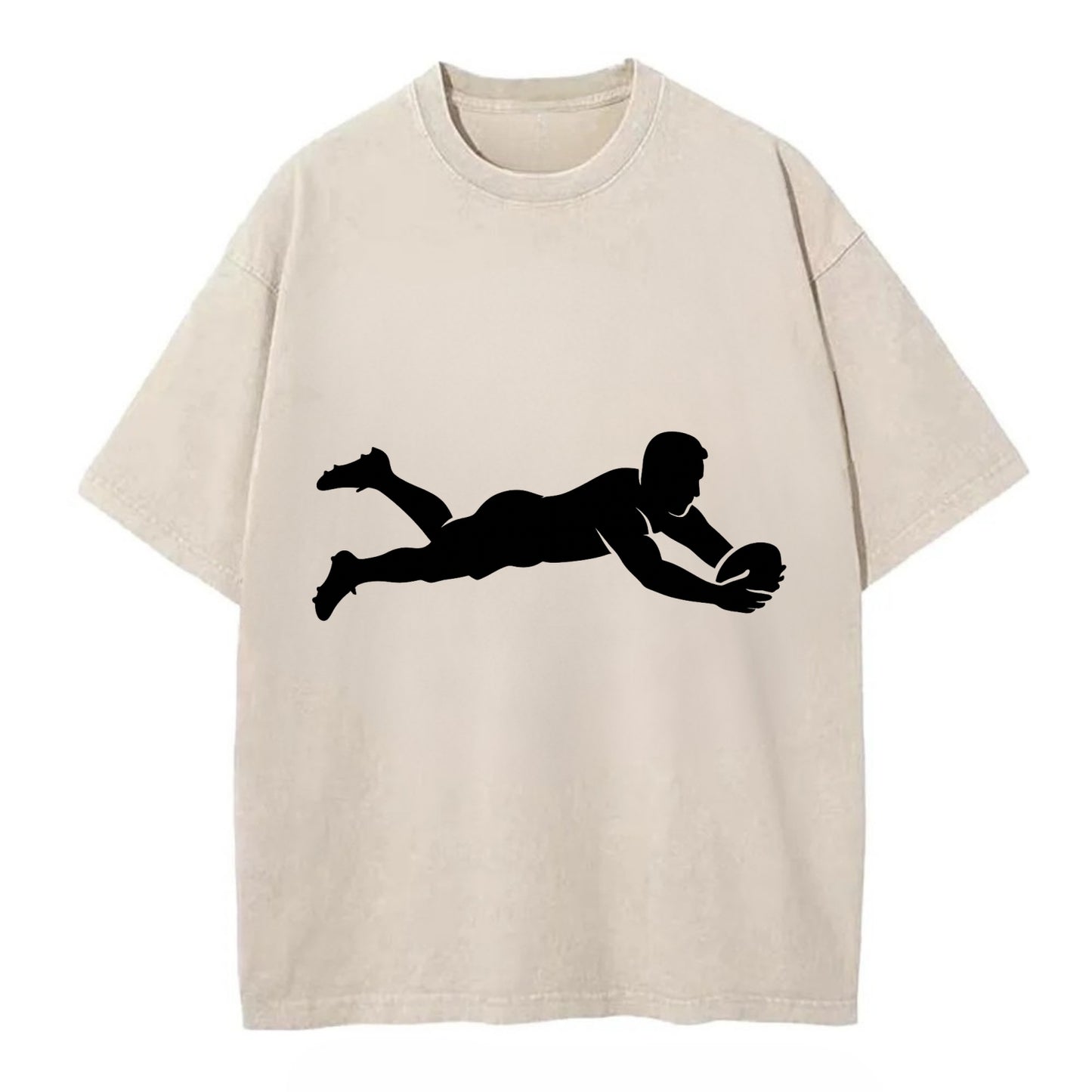 Rugby player diving for try - Vintage T-shirt - Off White