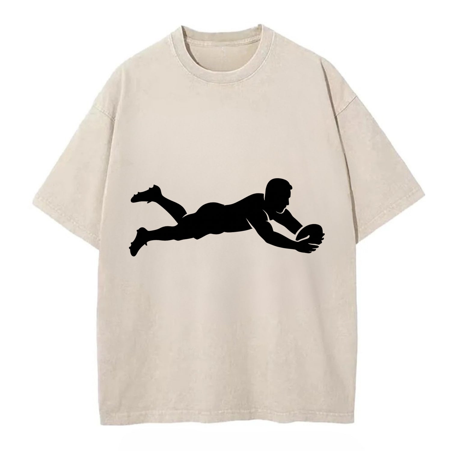 Rugby player diving for try - Vintage T-shirt - Off White