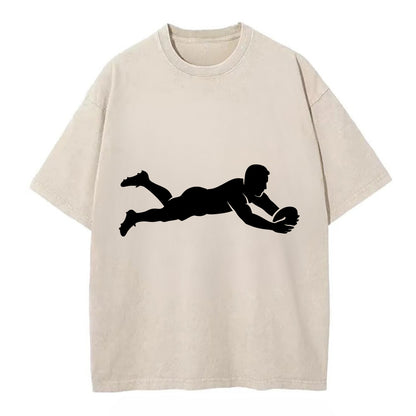 Rugby player diving for try - Vintage T-shirt - Off White