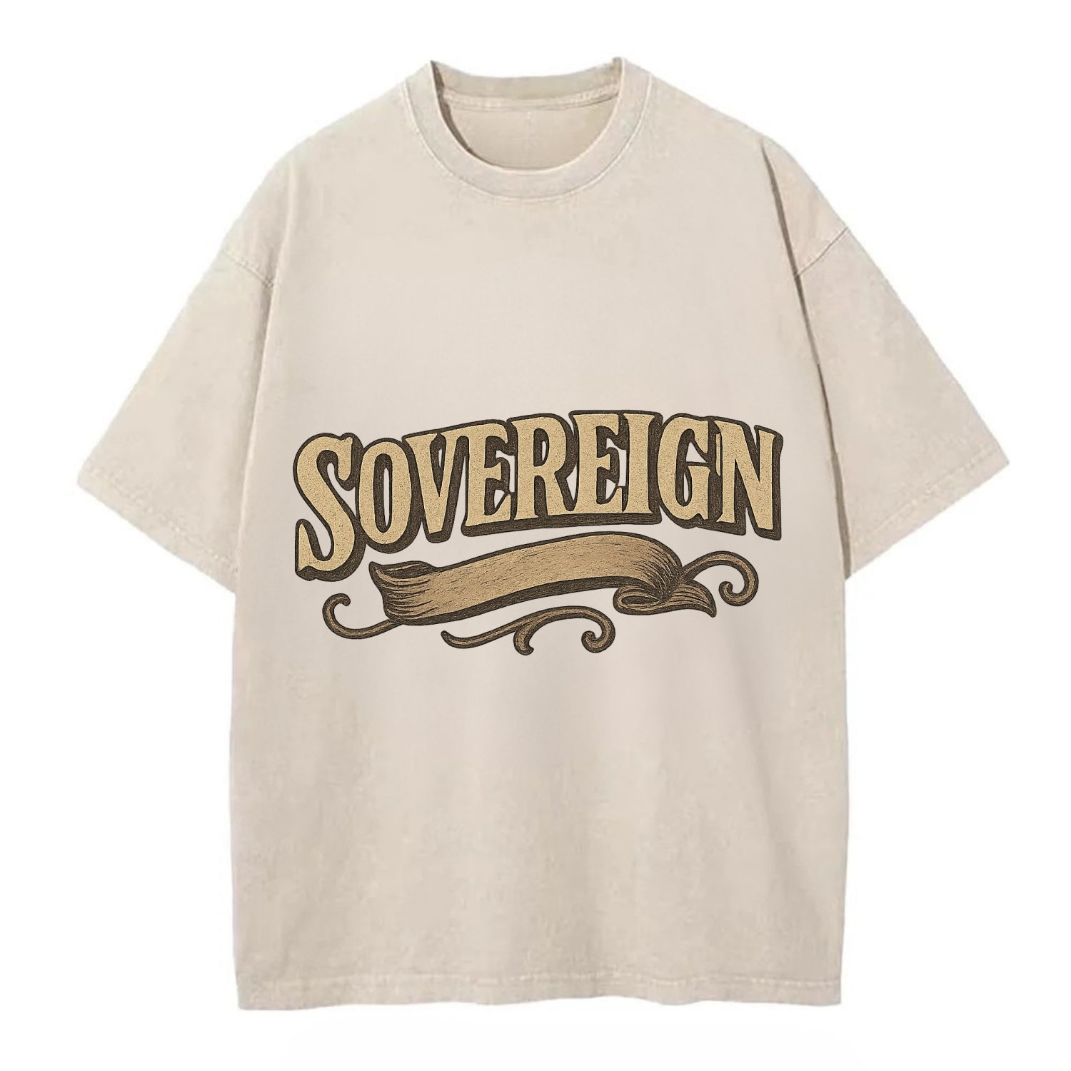 Bold typography design - "SOVEREIGN" - self-ruled, autonomous, in control - Vintage T-shirt - Off White