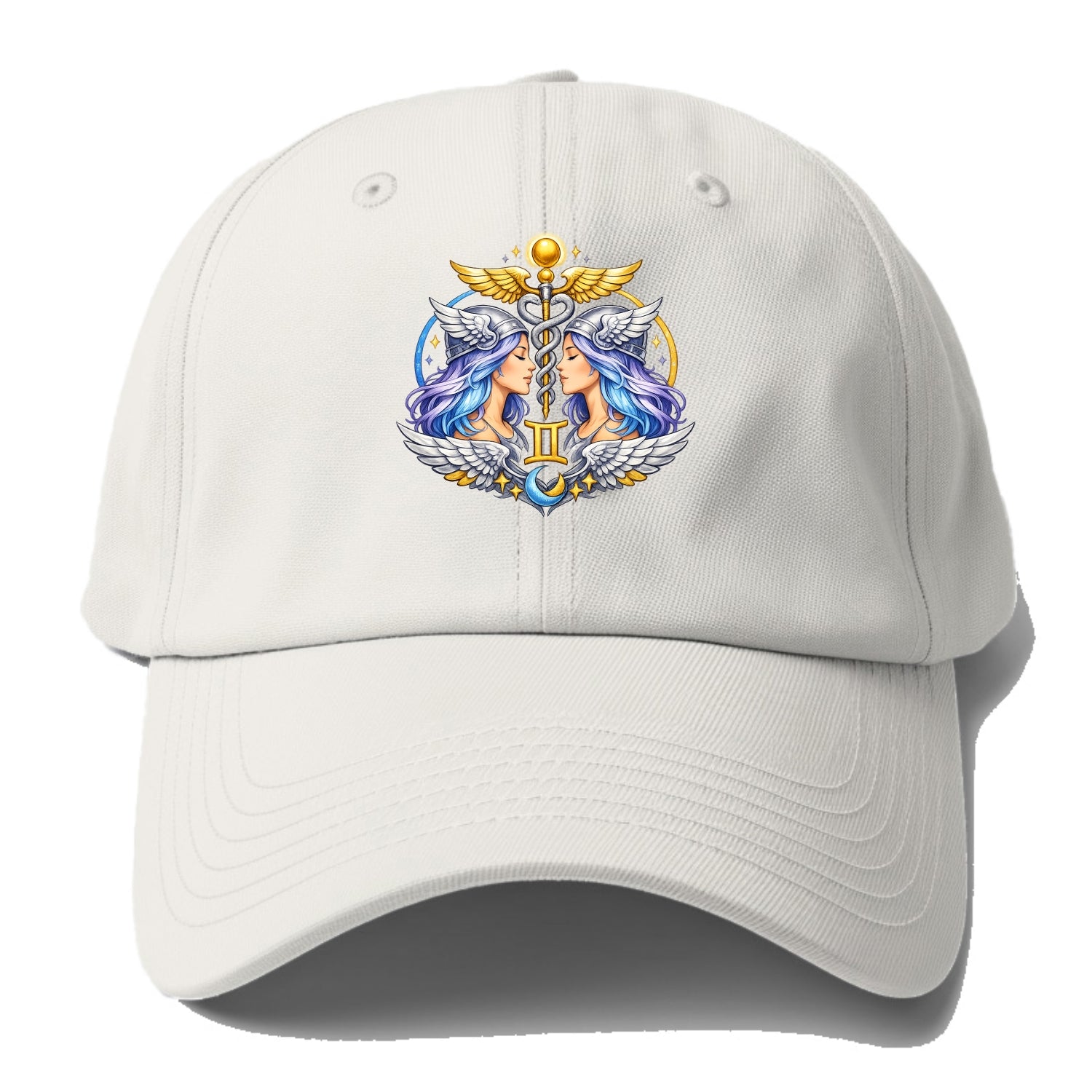 MERCURY WINGS | Winged messenger symbol | Caduceus staff | Swift communication | - Baseball Cap - Off White