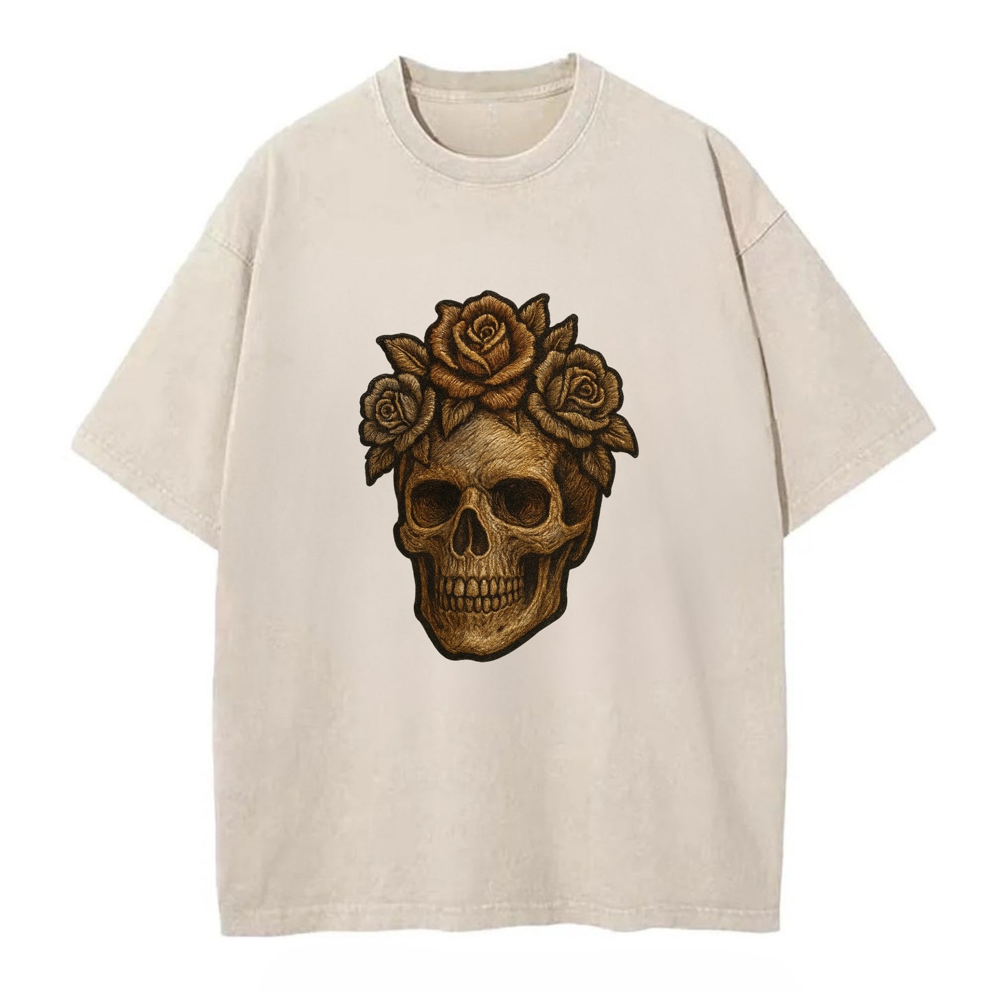 Skull and Roses  - Vintage T-shirt - Off White