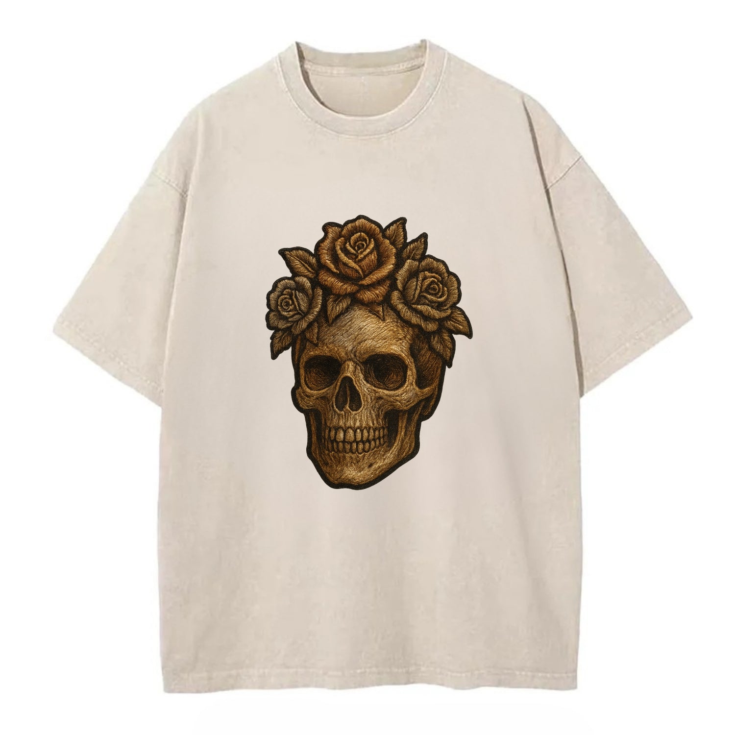 Skull and Roses  - Vintage T-shirt - Off White