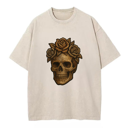 Skull and Roses  - Vintage T-shirt - Off White