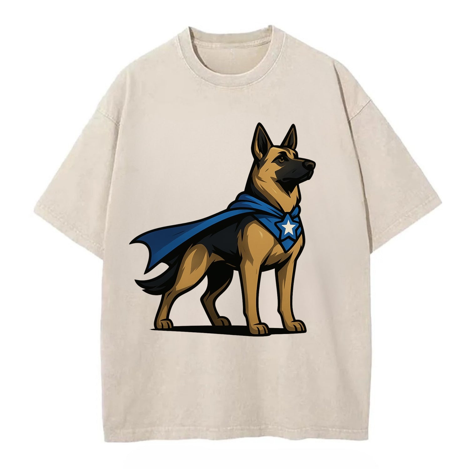 German Shepherd Patriotic Hero  - Vintage T-shirt - Off White
