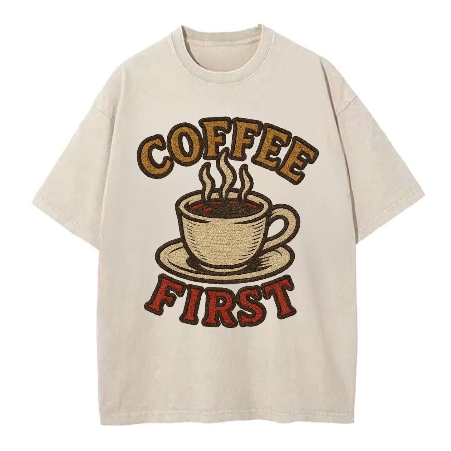 Coffee First  - Vintage T-shirt - Off White