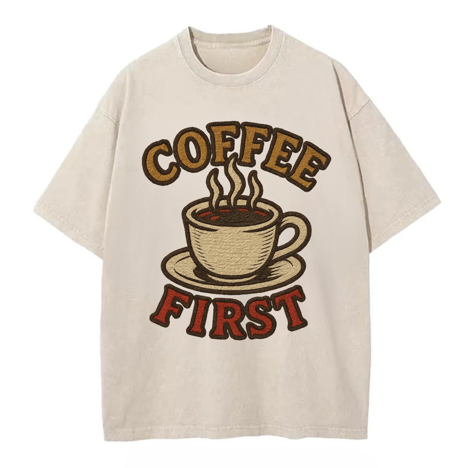 Coffee First  - Vintage T-shirt - Off White