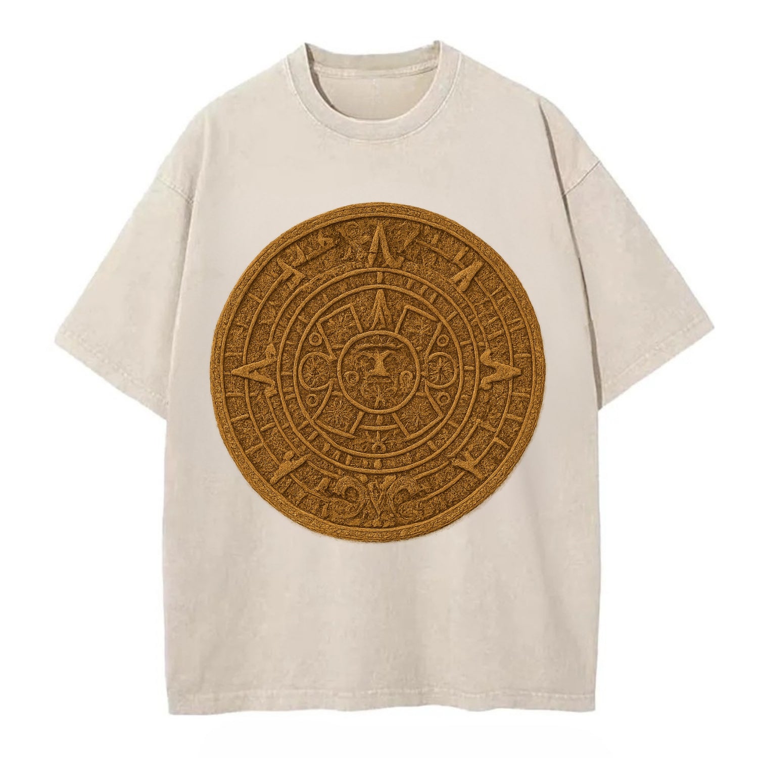 Aztec Calendar  - Vintage T-shirt - Off White