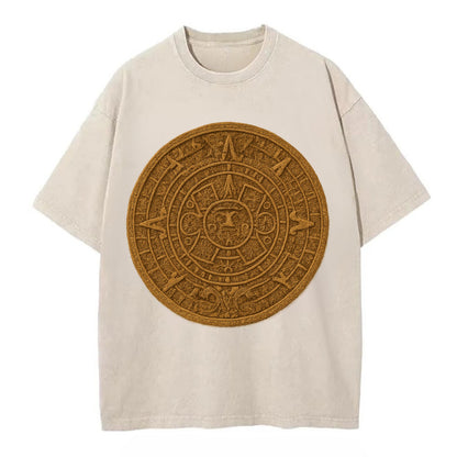 Aztec Calendar  - Vintage T-shirt - Off White