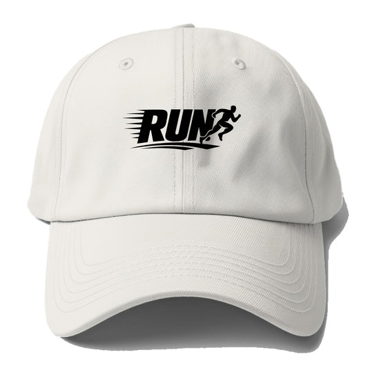 Bold typography design - "RUN" - cardio life, runner identity - Baseball Cap - Off White