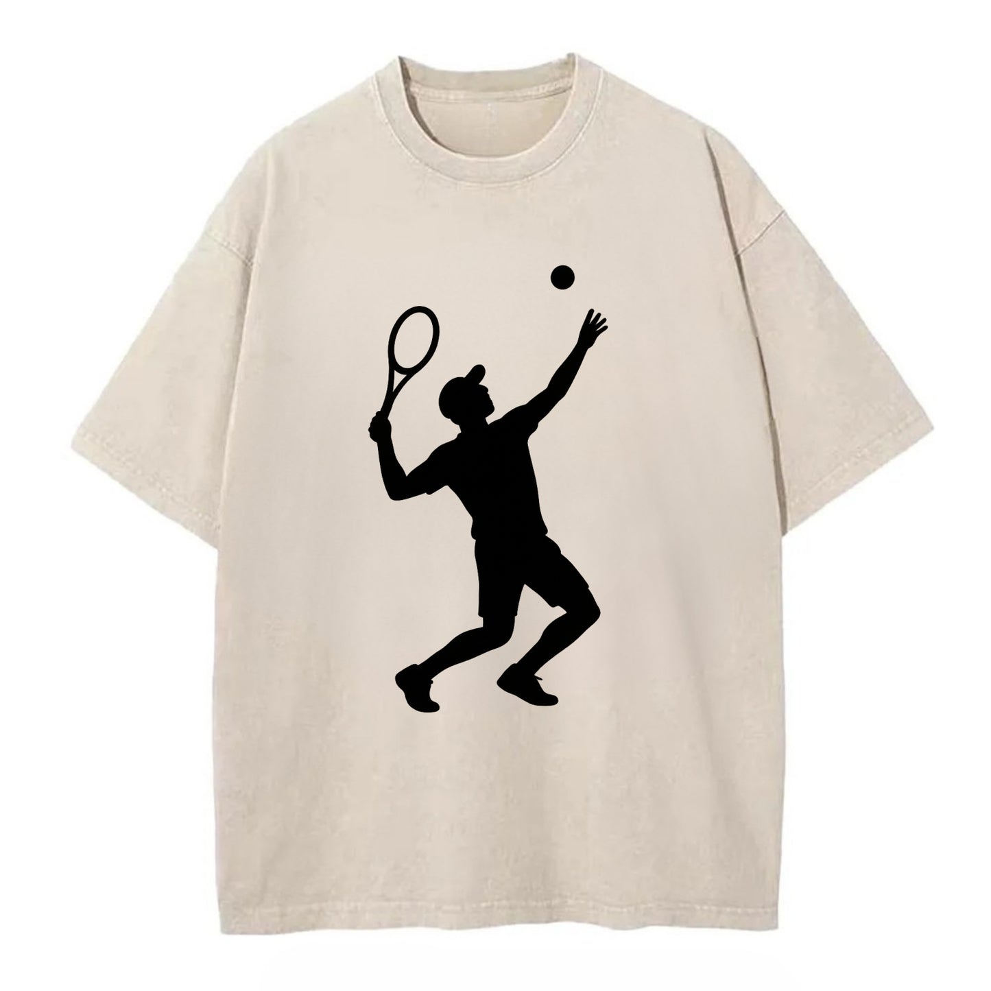 Tennis player serving powerful shot - Vintage T-shirt - Off White
