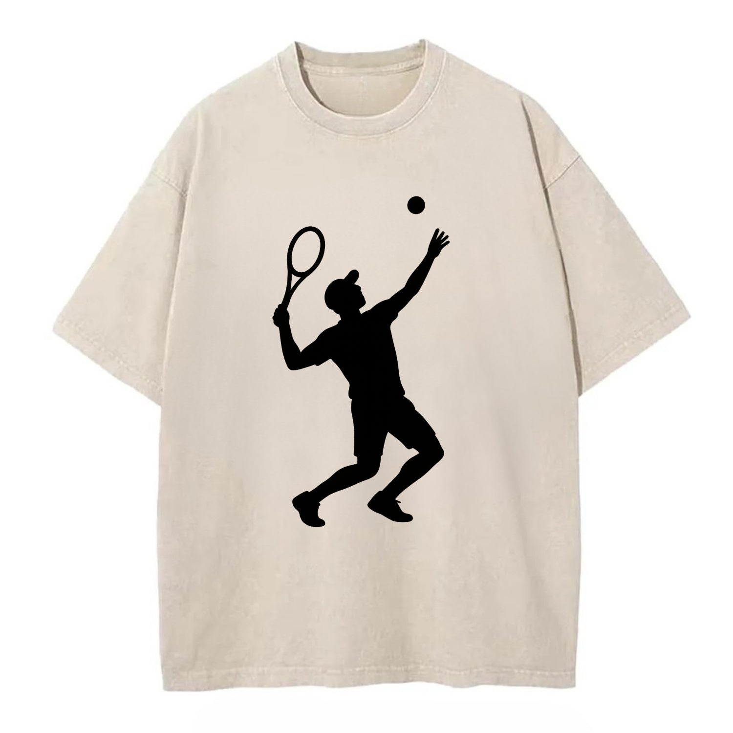 Tennis player serving powerful shot - Vintage T-shirt - Off White