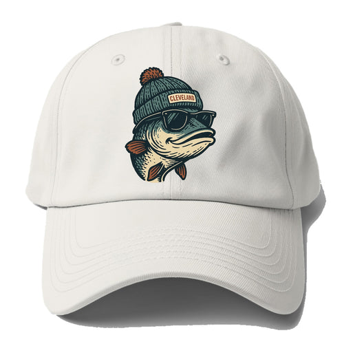 Cleveland Lake Erie Walleye wearing Cleveland beanie with pom pom and - Baseball Cap For Big Heads