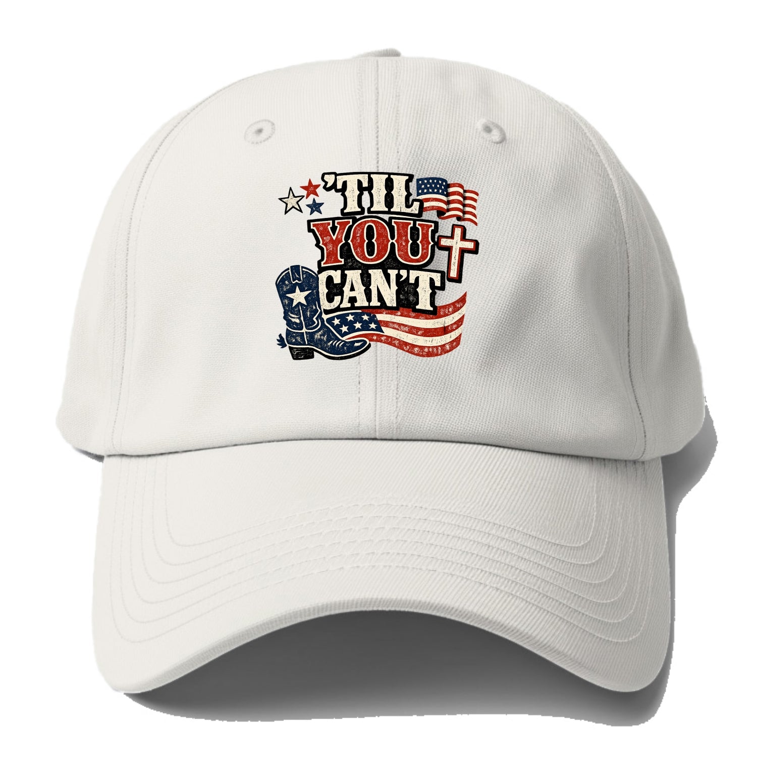 Til You Cant - Patriot Cross - Baseball Cap - Off White