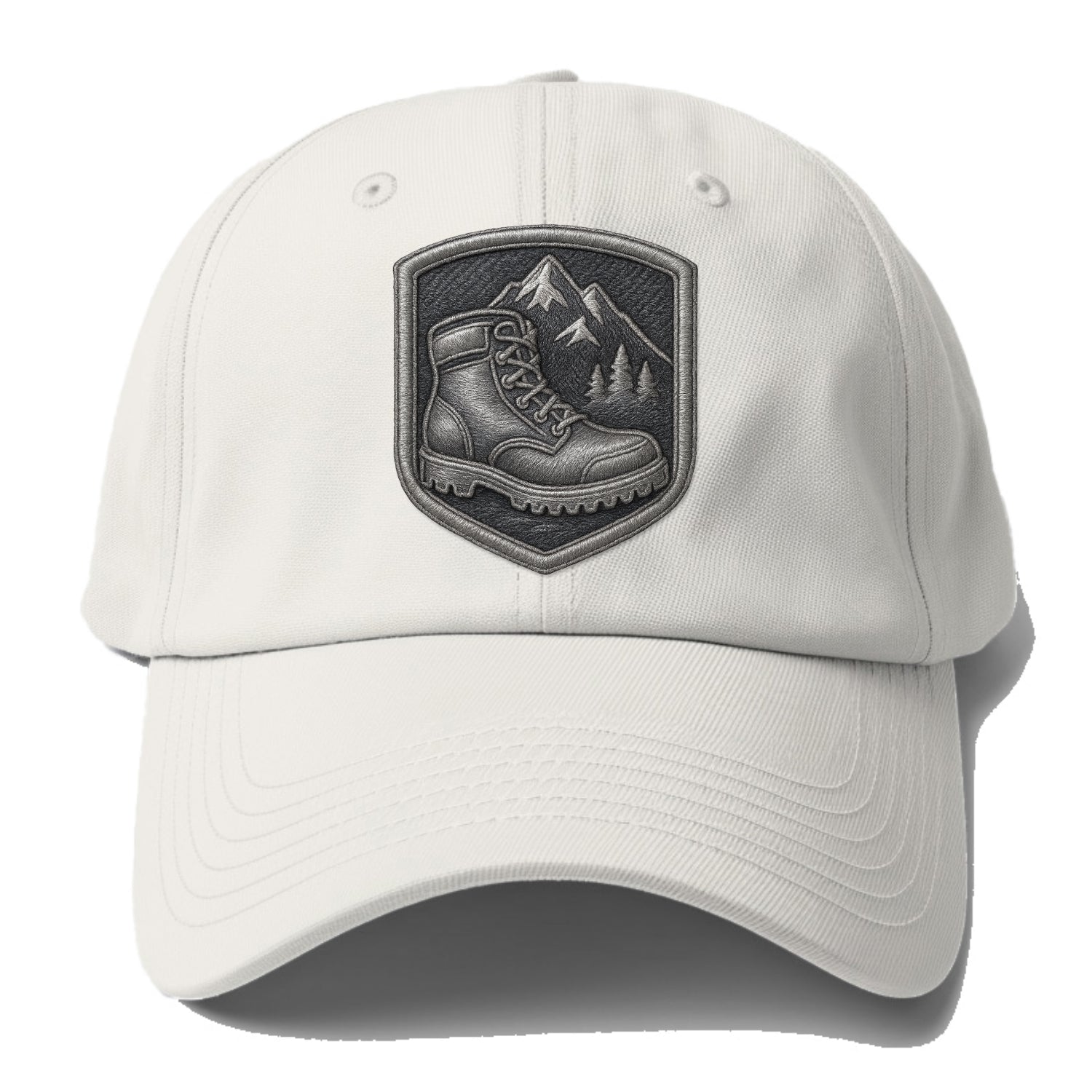 Hiking boots with mountain peak - hiker pride - Baseball Cap For Big Heads - Off White