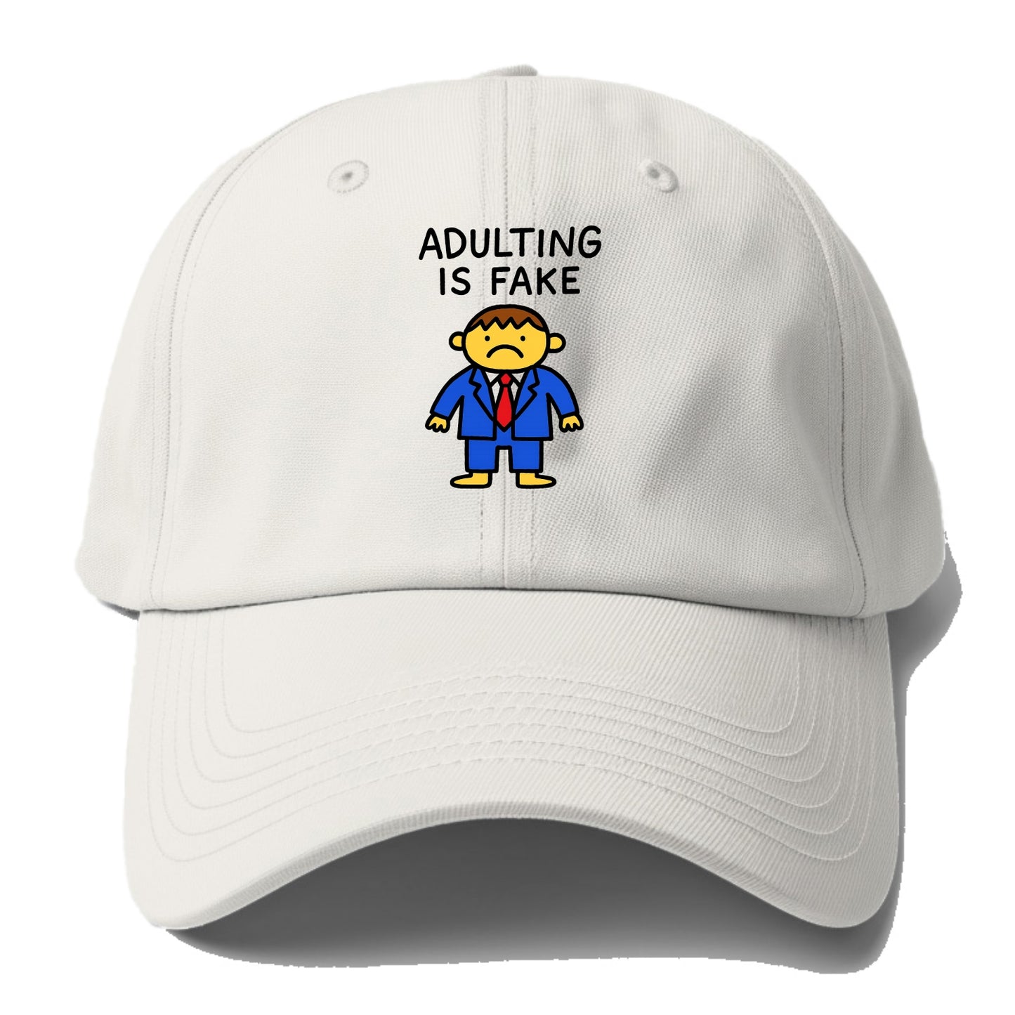 ADULTING IS FAKE | Child in suit pretending - Baseball Cap For Big Heads - Off White