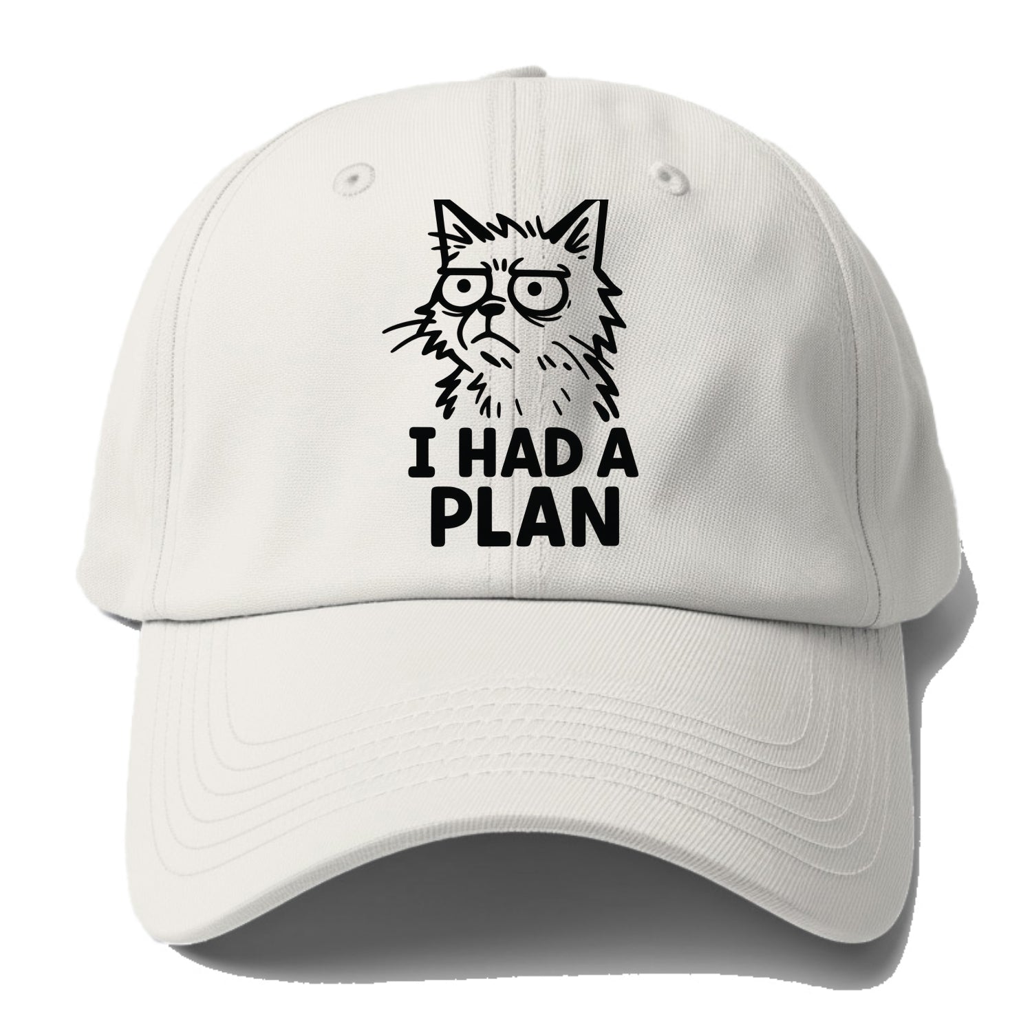 Existential Crisis Cat - Baseball Cap For Big Heads - Off White