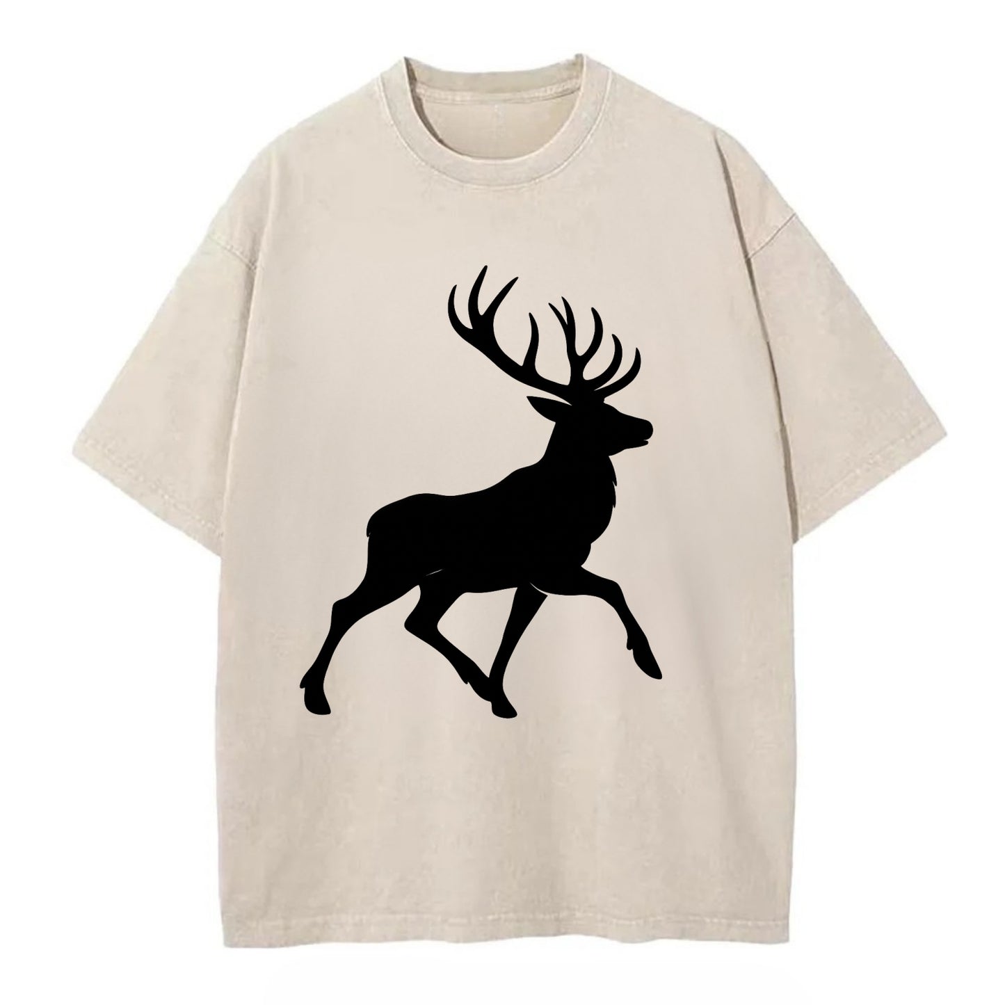 Deer with majestic antlers - Vintage T-shirt - Off White