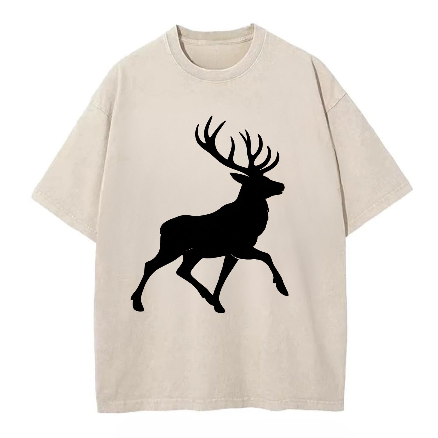 Deer with majestic antlers - Vintage T-shirt - Off White